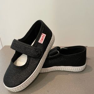 Cienta Mary Jane Sneaker Black Glitter Size 22 NWT